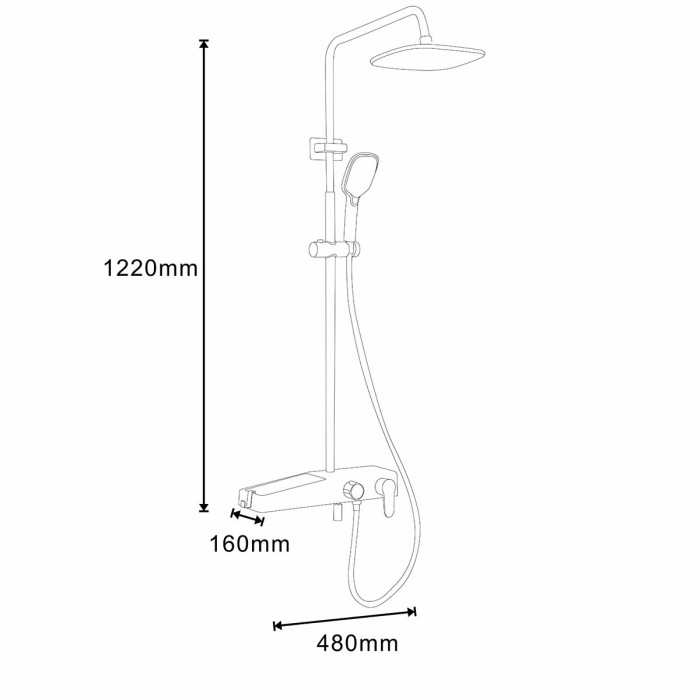 Душевая система с поворотным изливом, керамический картридж, черный/золото, Azario NEVO арт. AZ-801-2