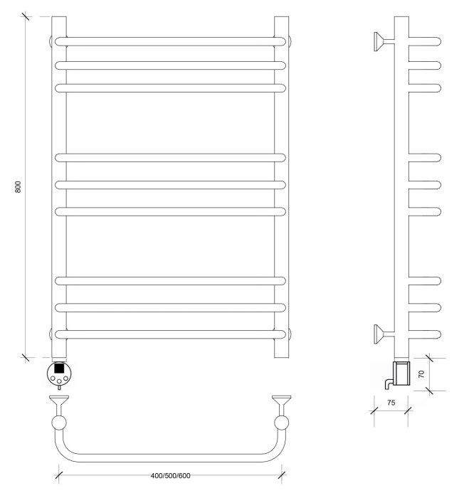 Полотенцесушитель электрический 80x50 Мерида 3 Secado арт. 4673739236512