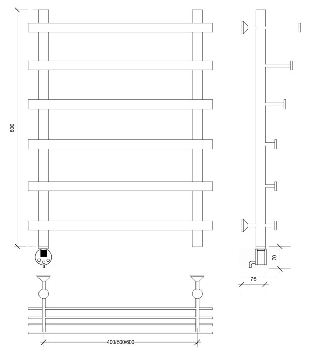 Полотенцесушитель электрический 80x40x50 Понтида 7 СП Secado арт. 4673739240946