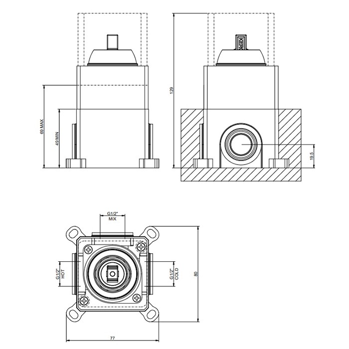 Встраиваемая часть для однорычажного смесителя, Gessi Emporio Via manzoni, black xl арт. 38670#299