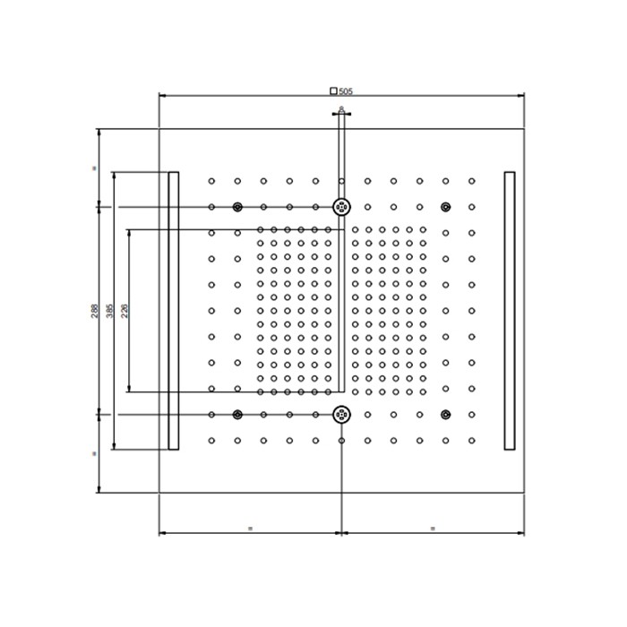 Верхний душ 50х50см., встраиваемый в потолок, 3 режима, хромотерапия, внешняя часть, Gessi Colour, black xl арт. 57977#299