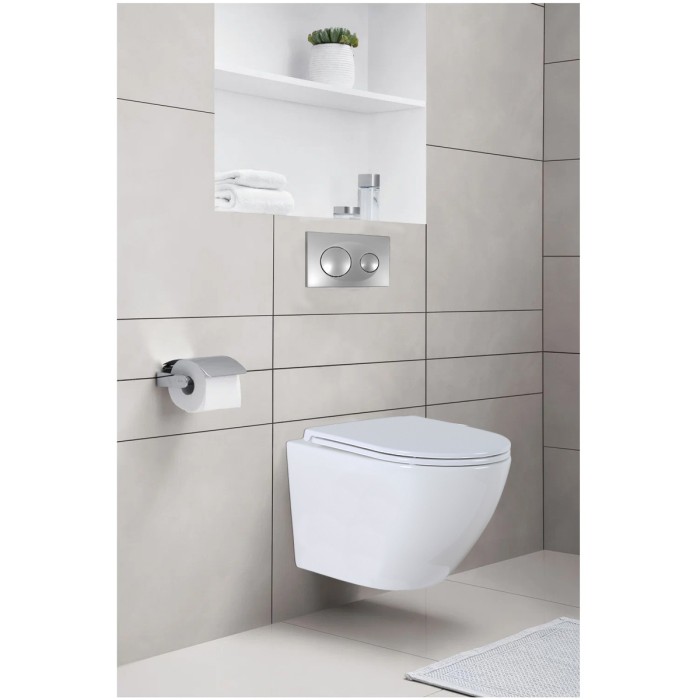 Готовый комплект инсталляция с панелью смыва + унитаз Grado N с сидением микролифт+ клавиша, хром глянцевый  Azario - AZ-8010-1000+AZ-8200-0011+AZ-0046N