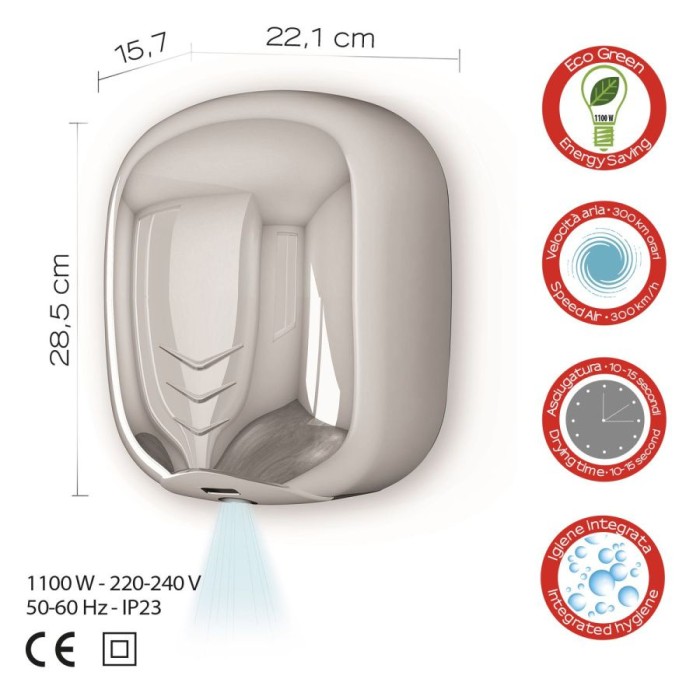 Электрическая сушилка для рук с фотоэлементом Bora Gedy, 2454(13) цвет: хром