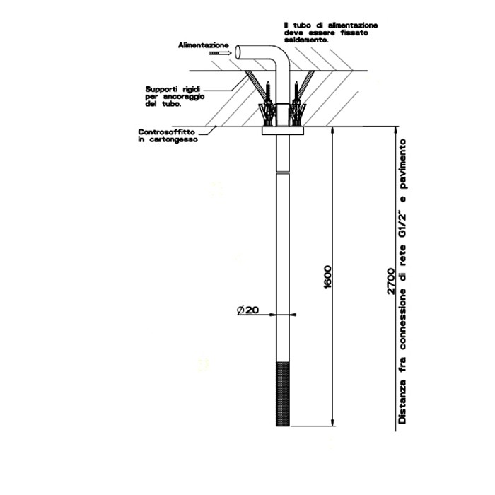 Излив потолочный с удаленным управлением, Gessi Cesello, шлифованная сталь арт. 54499#239