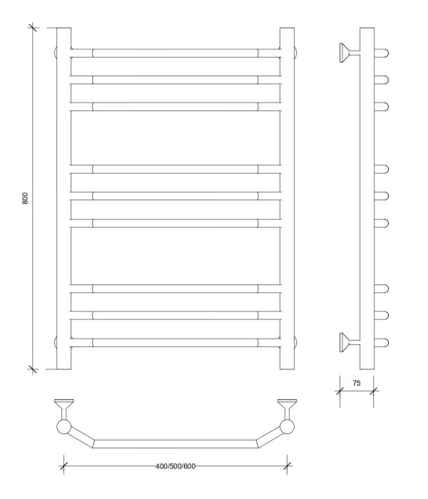 Полотенцесушитель водяной 80x50 Агата 3 (хром) Secado арт. 4603759402369