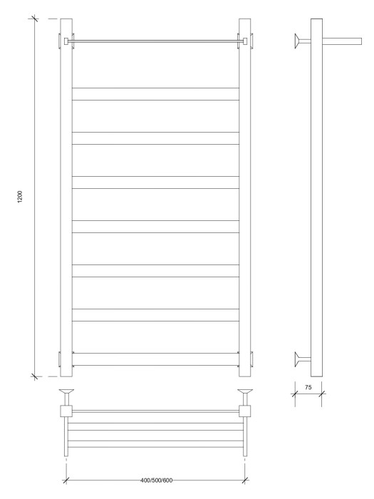 Полотенцесушитель водяной 120x40 Комано 1 СП (хром) Secado арт. 4603759400785