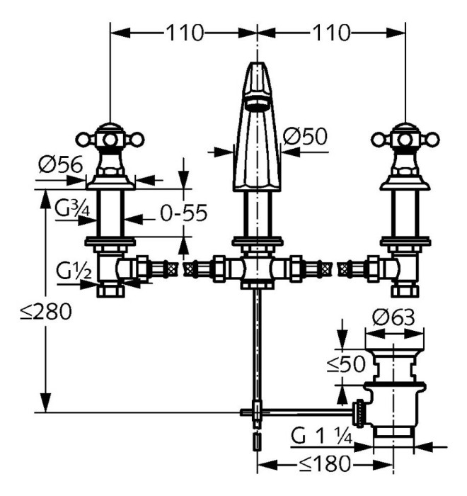 Смеситель для раковины dn15, 1926 Kludi, хром - 510430520
