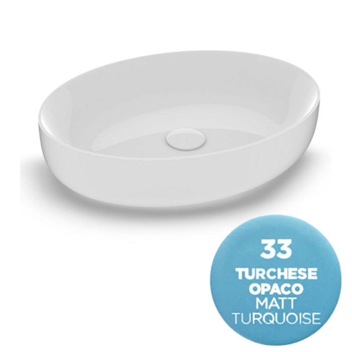 Накладная раковина, 55x42xh14 см, Olympia ceramica Metamorfosi, голубой матовый арт. MET42O6033