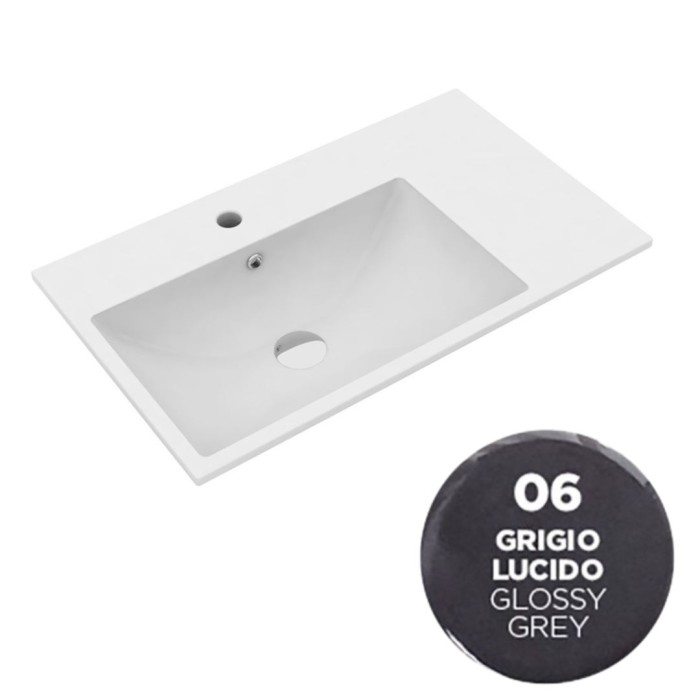 Раковина 90x45 см, с 1 отв. подвесная, встраиваемая, Olympia ceramica Tutto evo, серый глянцевый арт. TUE4890106