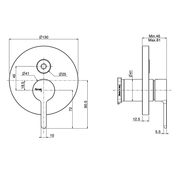 Fima Carlo Frattini Смеситель для душа, встраиваемый, с переключателем на 2 выхода, Snap, F3119E2NS цвет: черный