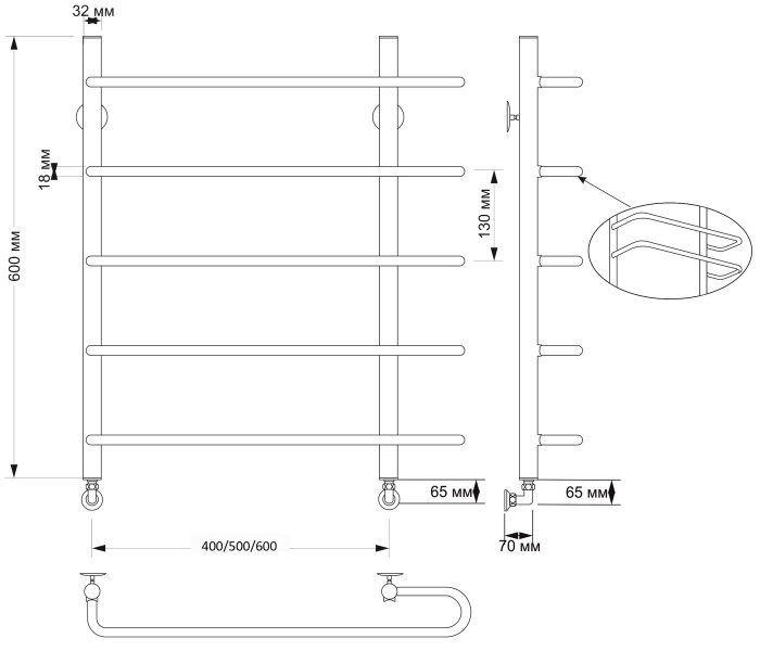 Полотенцесушитель водяной латунный 60x60 Венеция 2 (бронза) Secado арт. 4603777460570