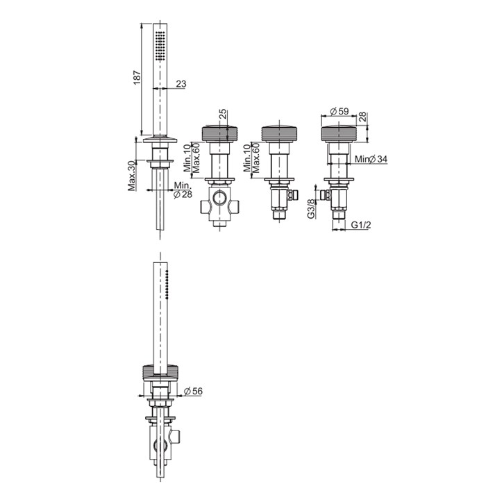 Fima Carlo Frattini Смеситель к борту ванны 1500 мм, Texture Collection, F5614/1HCR цвет: хром
