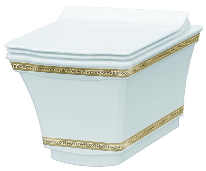 Подвесной унитаз с узором gold, Boheme Hermitage - 951-G