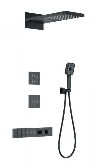 Душевая система с термостатом встраиваемая, Wonzon &amp; Woghand, WW-D4538-A-MB цвет: черный