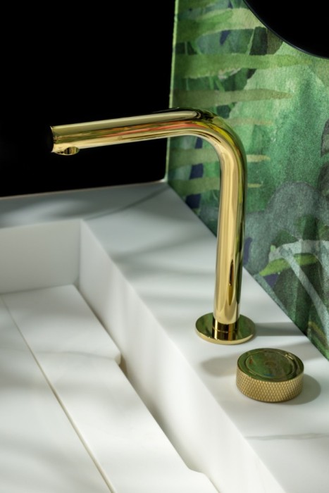 Смеситель автоматический для раковины на 2 отв. Gold, Boheme Tech - 158-G