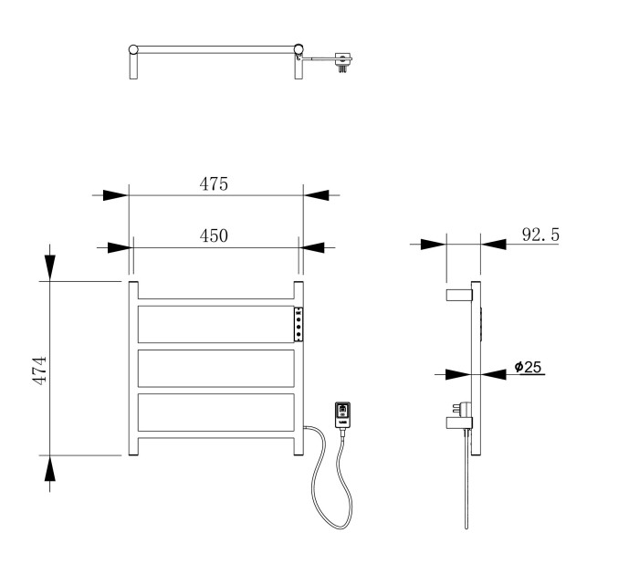 Полотенцесушитель электрический, Wonzon & Woghand Bonn, WW-AL404-GM цвет: графит