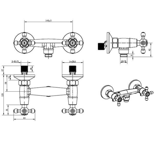 Смеситель для душа, хром, Сamelia Boheme 274-Camelia