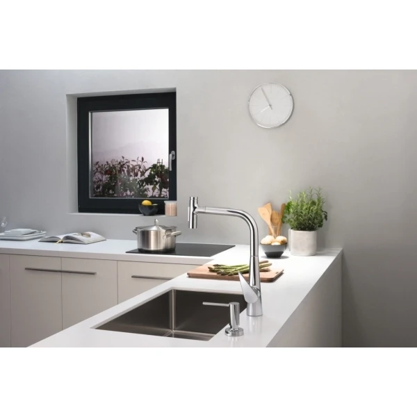 Смеситель для кухни, с вытяжным душем, Hansgrohe Talis Select M51, нержавеющая сталь арт. 73867800
