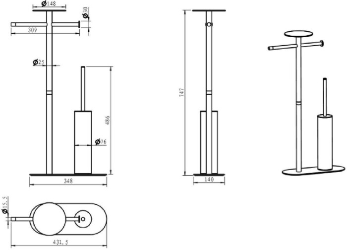 Стойка для туалета, Boheme 10953-CR