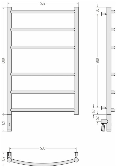 Сунержа Электрический полотенцесушитель 1200x400, Галант 3.0, 12-5800-8050 цвет: белый