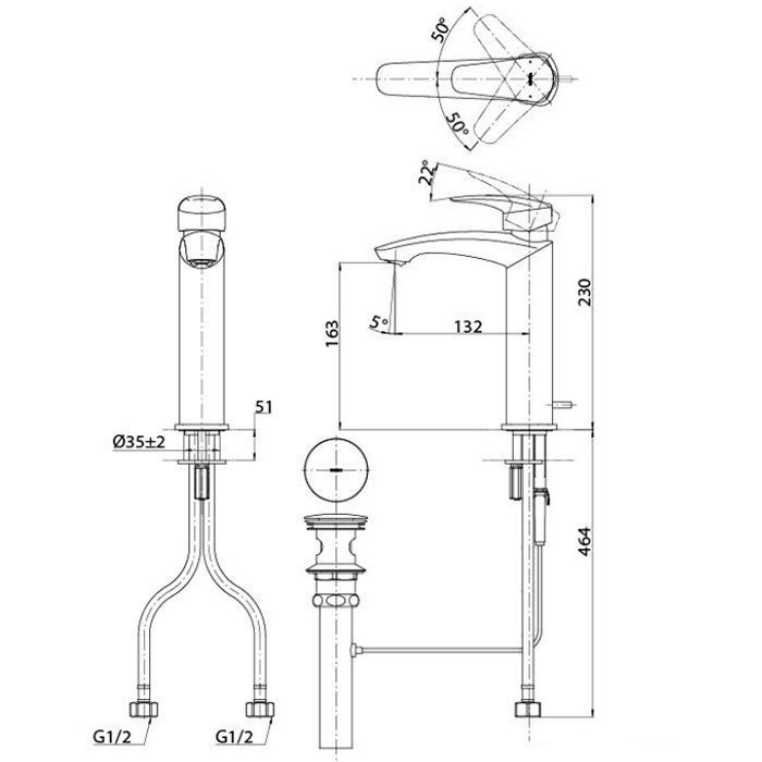 Смеситель для раковины, GM TOTO, TLG09303R цвет: хром