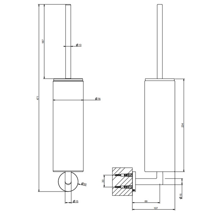 Ершик настенный черный, Gessi Tondo, хром арт. 63620#031