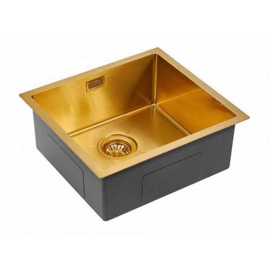 Мойка для кухни нержавеющая 480х440мм Paulmark WESER, брашированное золото, PVD - PM804844-BG