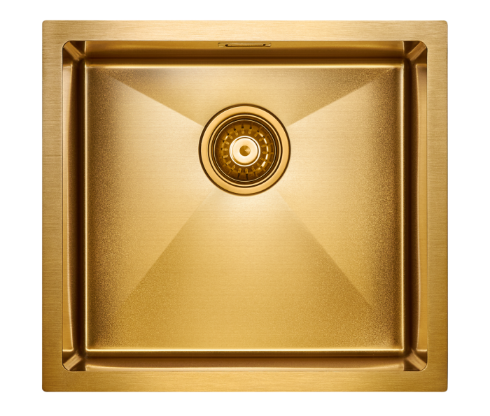 Мойка для кухни нержавеющая 480х440мм Paulmark WESER, брашированное золото, PVD - PM804844-BG