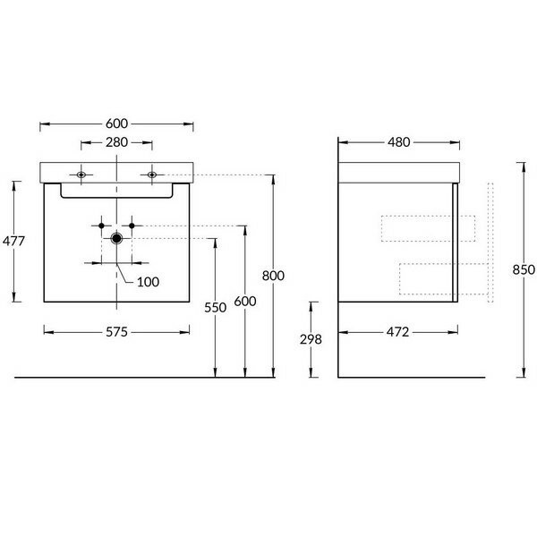 Тумба подвесная 60см, Kerama Marazzi, белый - BGP.60.1+1\WHT
