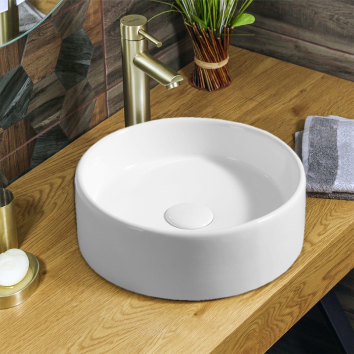 Раковина 45х45х12.5 накладная, круглая, белая, Azario - AZ-4115