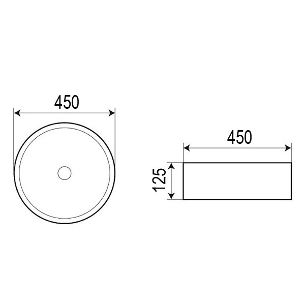 Раковина 45х45х12.5 накладная, круглая, белая, Azario - AZ-4115