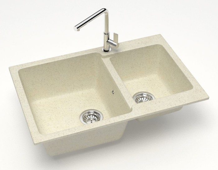 Кухонная мойка Grand 765х500х190 двойная, искусственный мрамор, бежевый, Azario Grand - CS00079902