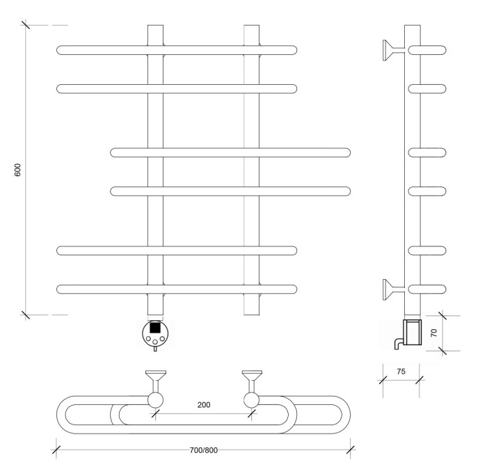 Полотенцесушитель электрический 60x20x80 Венеция 6 Secado арт. 4673739234402