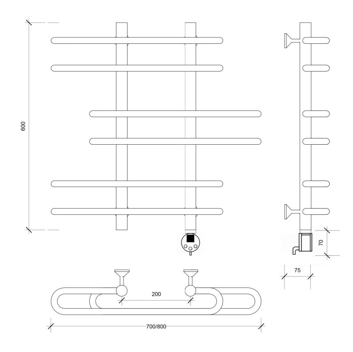 Полотенцесушитель электрический 60x20x80 Венеция 6 Secado арт. 4673739234402