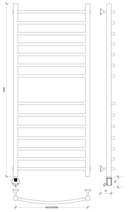 Полотенцесушитель электрический 120x50 Милан 4 Secado арт. 4673739238738