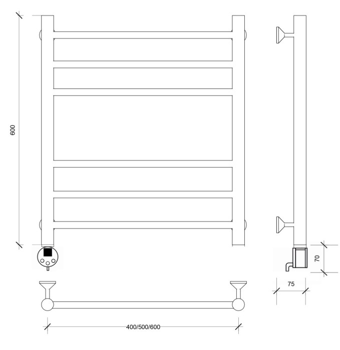 Полотенцесушитель электрический 60x40 Триада 3 Secado арт. 4673739243077