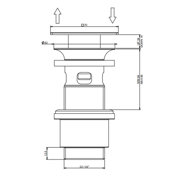 Автоматический донный клапан “Stop&Go” для раковины c переливом, Gessi, 29078#707 цвет: черный