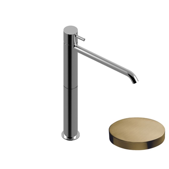 Высокий однорычажный смеситель для раковины, с удлиненным изливом, Giulini My future, золото брашированное арт. 5939/SCOSP