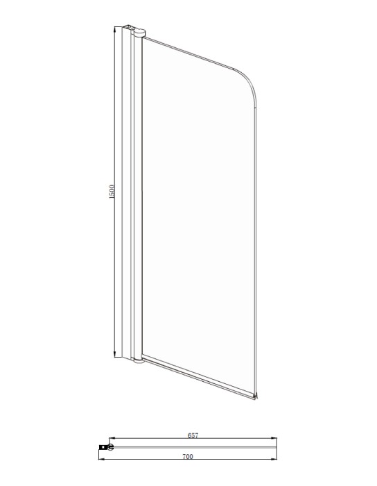 Шторка для ванны 700х1500, прозрачное стекло 5 мм, цвет профиля черный  Merrit, Azario арт. AZ-NF6211 700 BLACK