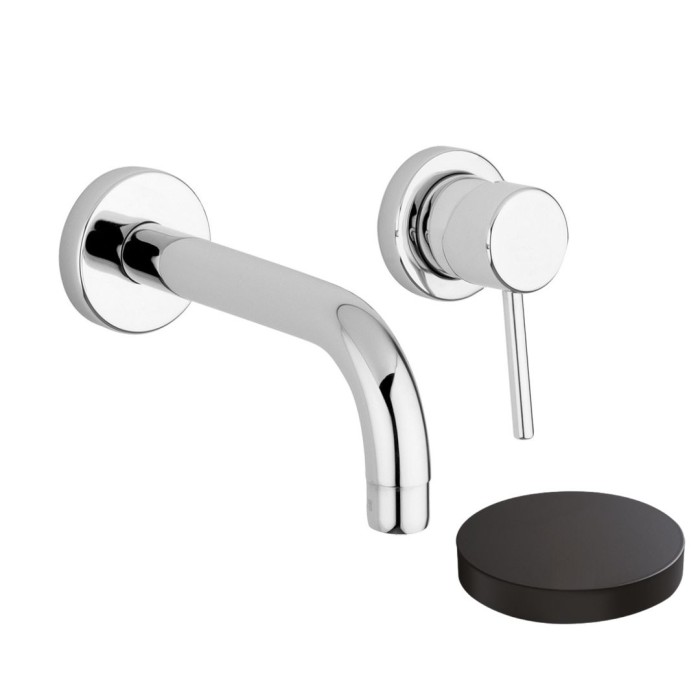 Внешняя часть смесителя для раковины настенного монтажа, излив 20 см.ю без донного клапана, Giulini Futuro, черный матовый арт. 6525-20EPNO