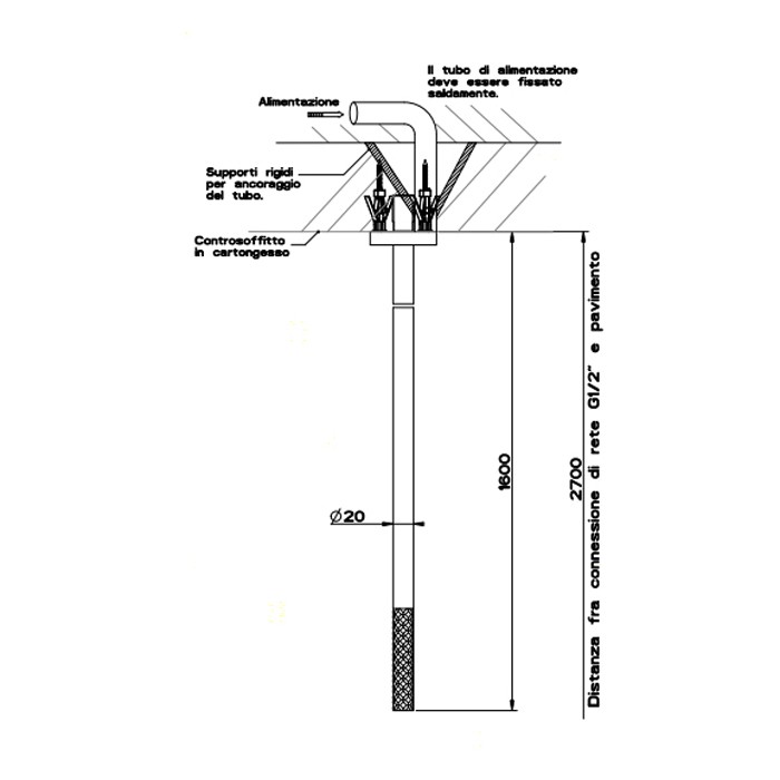 Излив потолочный с удаленным управлением, Gessi Intreccio, шлифованная сталь арт. 54199#239
