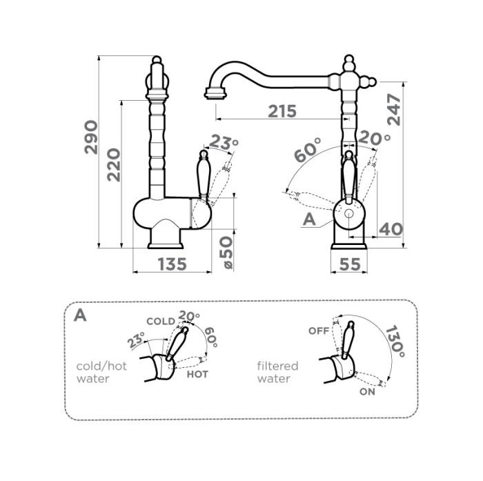 Смеситель для кухни Omoikiri Kyoto 2 Plus-AB-022 латунь, цвет античная латунь арт. 4994349