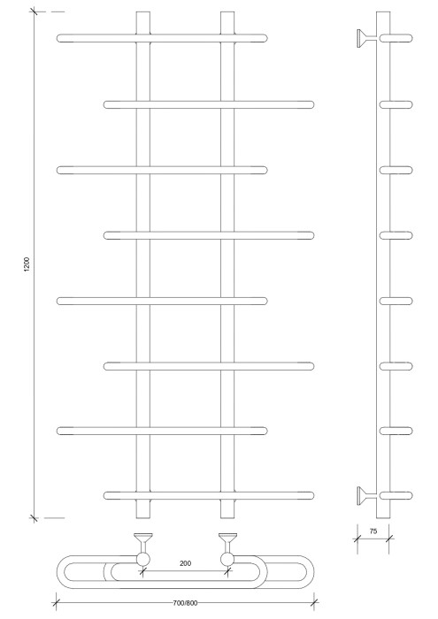 Полотенцесушитель водяной 120x20x70 Венеция 4 (хром) Secado арт. 4603777446536