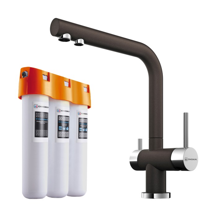 Комплект смеситель + фильтр Nagano-DC + Pure drop Lite Omoikiri арт. 4048.8028