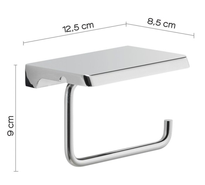 Бумагодержатель с плоской крышкой - площадкой под телефон Gedy, 2039(13) цвет: хром