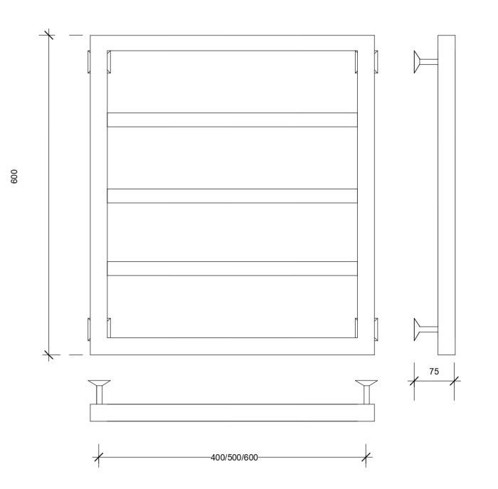 Полотенцесушитель водяной 60x40 Парма (черный) Secado арт. 4603777482220