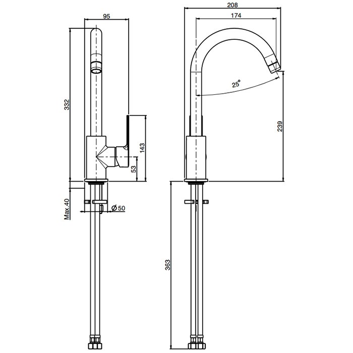 Fima Carlo Frattini Смеситель для кухни, на 1 отв., Kitchen, F3137/3CR цвет: хром