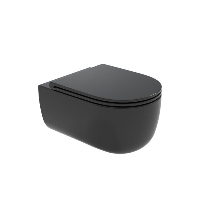 Унитаз подвесной, безободковый, с креплениями, Olympia ceramica Milady, черный глянцевый арт. MIL120213