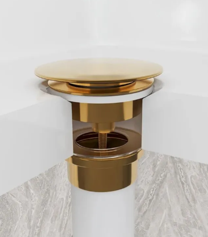 Донный клапан для раковины Lotis с переливом,  золото глянцевый арт. L1026