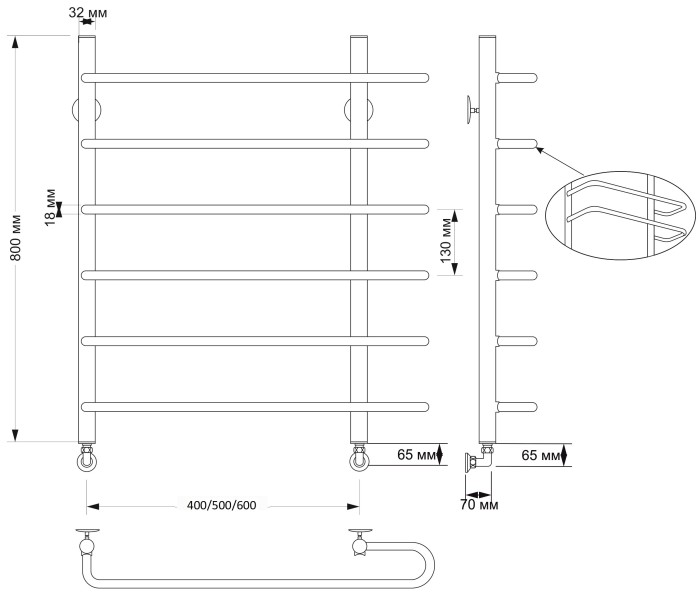 Полотенцесушитель водяной латунный 60x80 Венеция 2 (бронза) Secado арт. 4603777460587